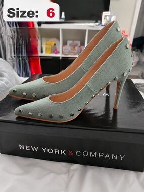 New York & Company Mint Green Studded Pointed Pumps